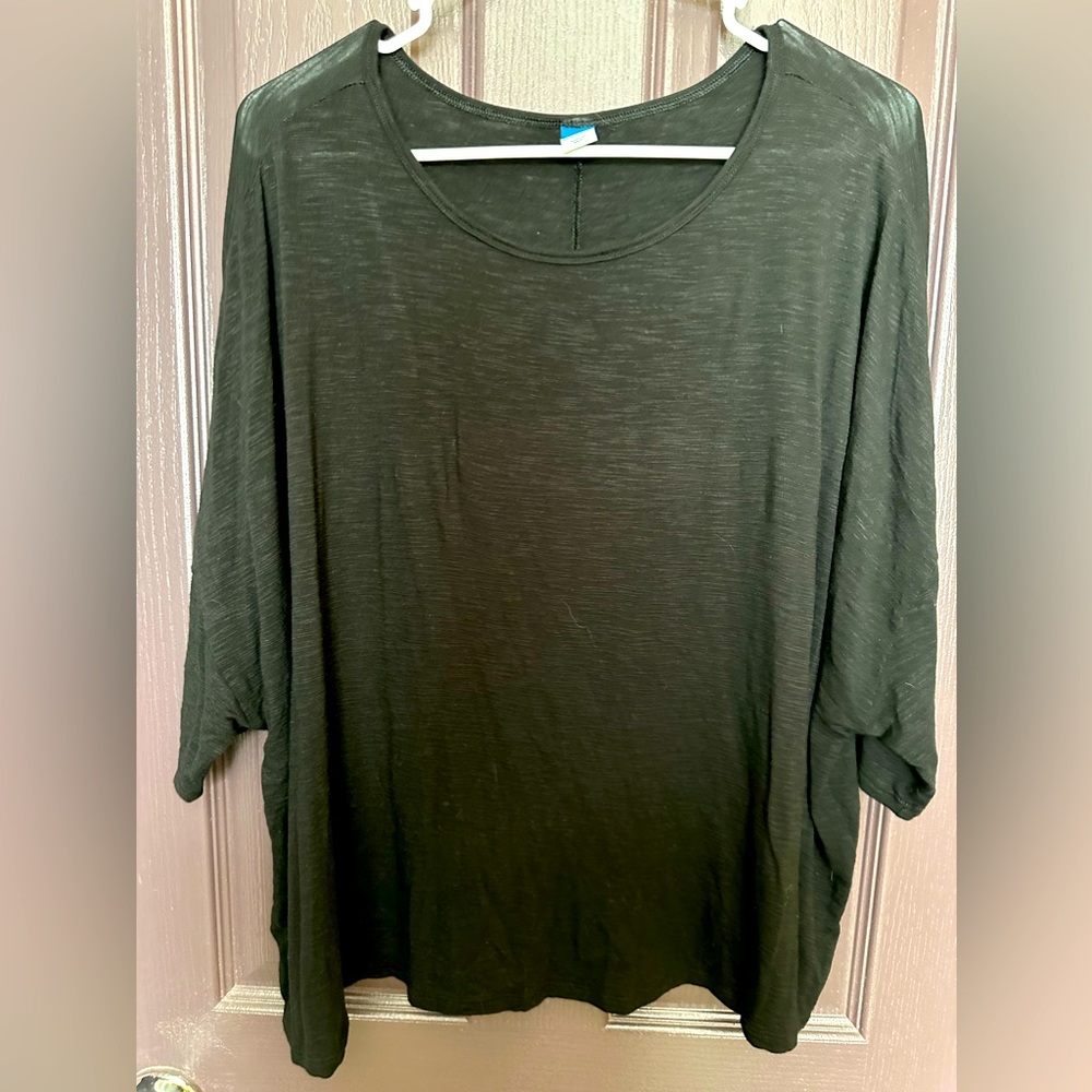 Old Navy drop shoulder short waist scoop neck T Shirt Black Size XL